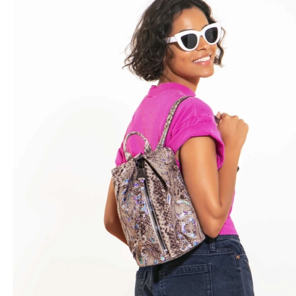TAMITHA AIMEE Kestenberg Mystic Snake Leather Mini Backpack New Snakeskin Animal
